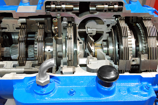 Truck transmission cross-section, highlighting the complexity of modern transmissions.
