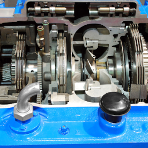 Truck transmission cross-section, highlighting the complexity of modern transmissions.